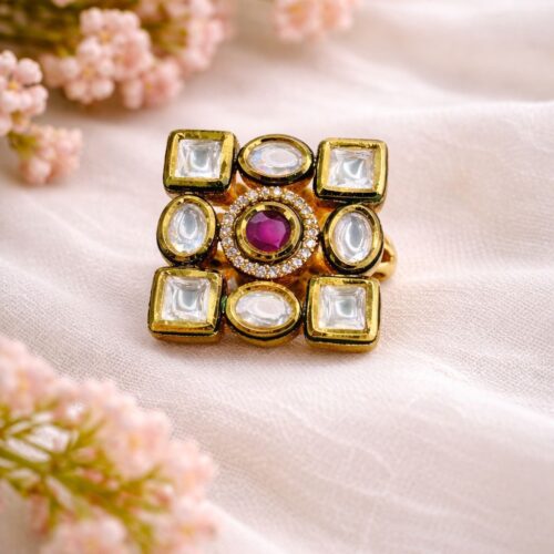 The Grand Square Polki Ring