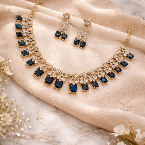 Sapphire Petal Drape Necklace Set