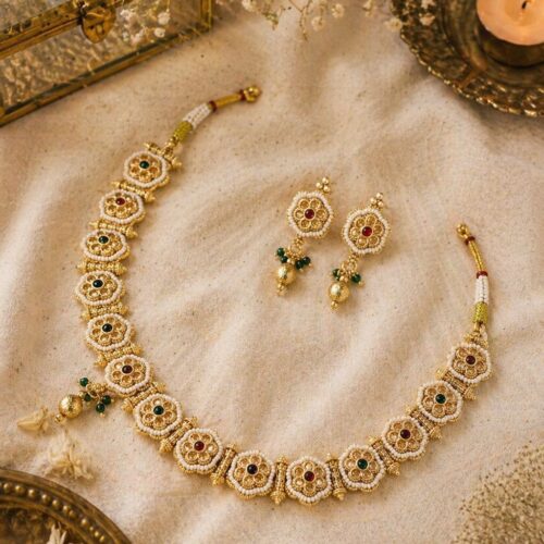 Golden Petal Kundan Necklace