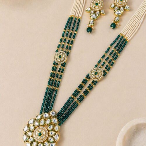 Emerald Kundan Royale Necklace Set