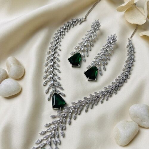Luxe Green Cascade Necklace Set