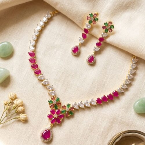 Crystal Gardenia Necklace Set