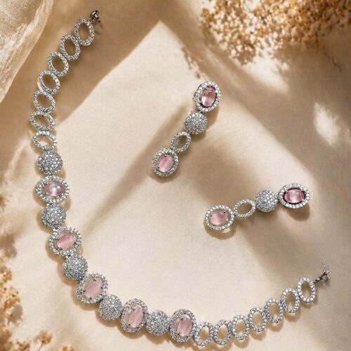 Crystal Rosette Necklace Set